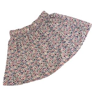 H&M Pink & Blue Floral Print 100% Cotton Skater Style Circle Skirt - Size Large